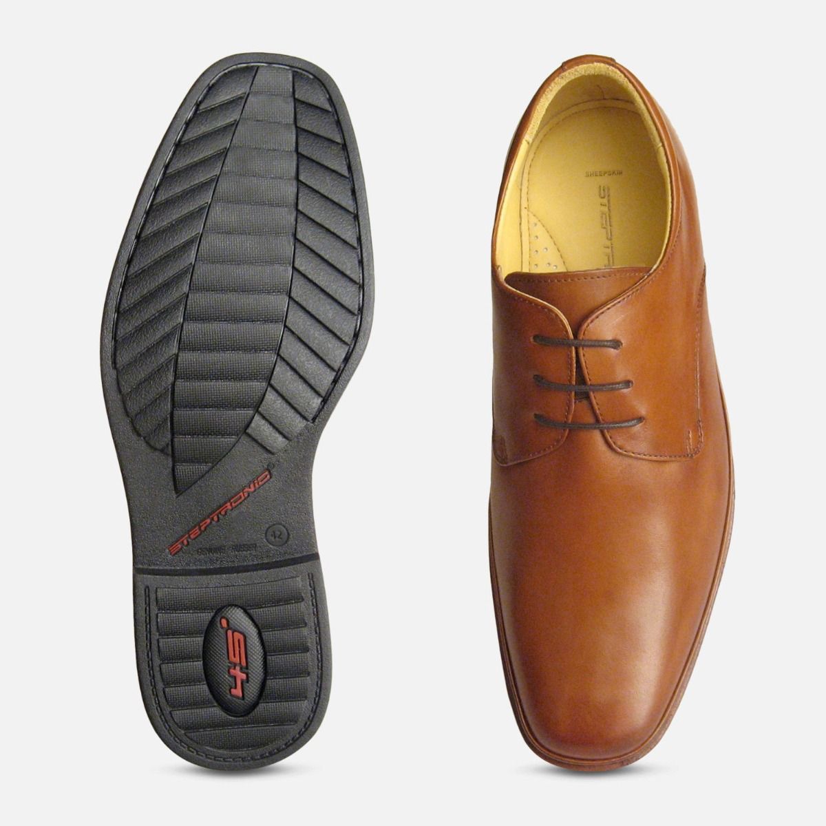 Steptronic Brown Tan Leather Mens Lace Up Shoes