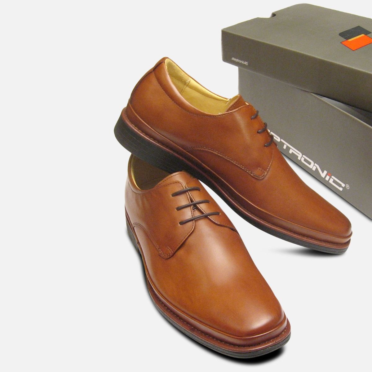 Steptronic Brown Tan Leather Mens Lace Up Shoes