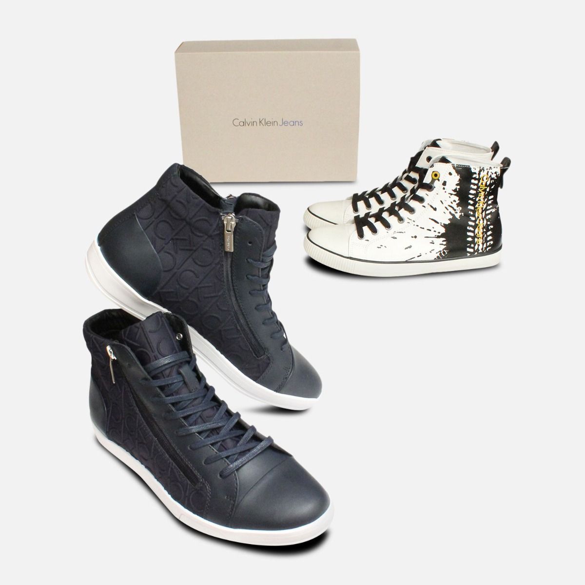 Anton Off White Calvin Klein Hi Top Paint Boots