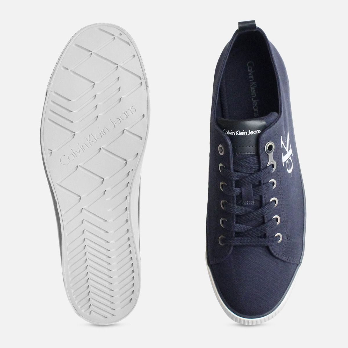 Calvin Klein Navy Blue Arnold Canvas Trainers for Men