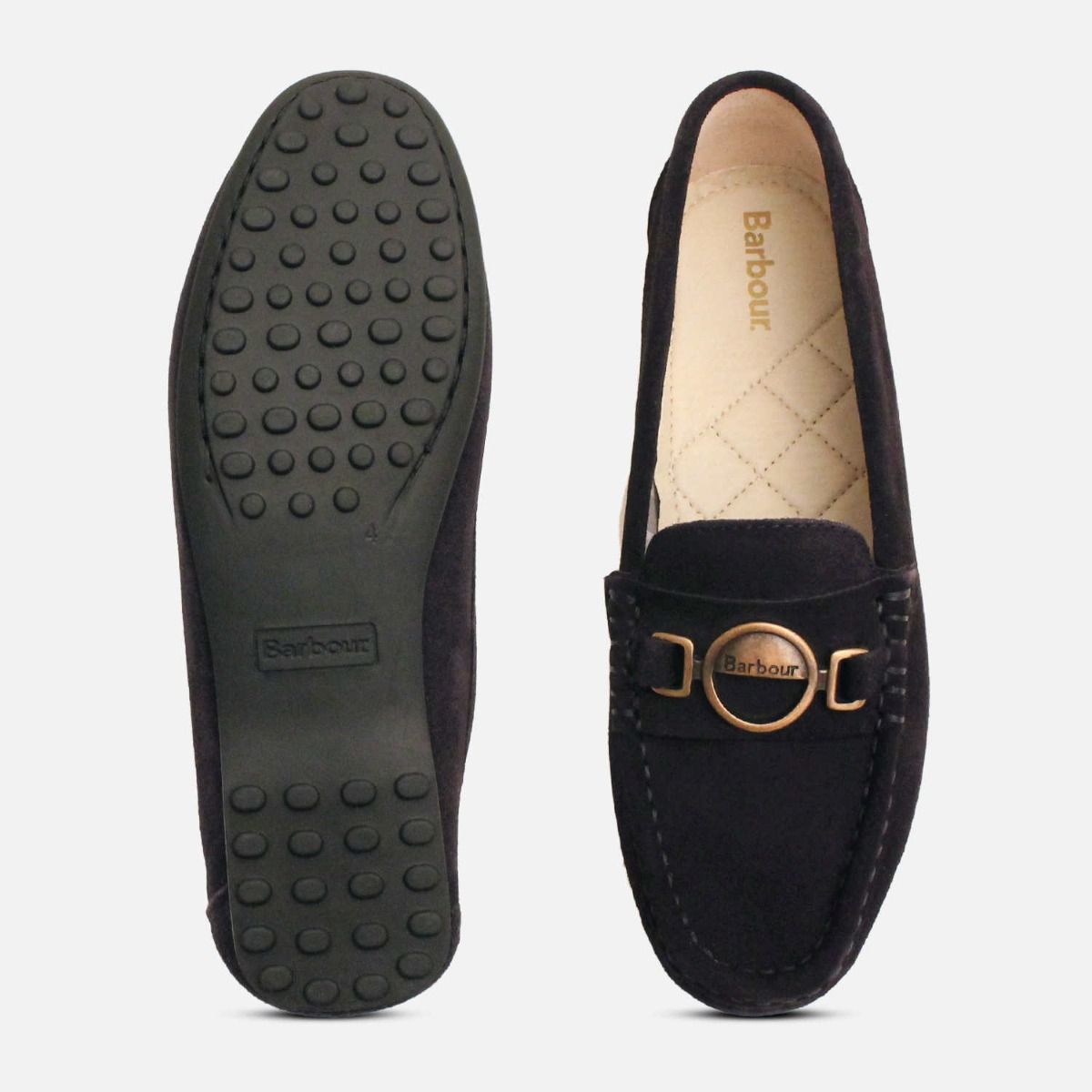 Barbour Navy Blue Suede Designer Ladies Flat Loafers