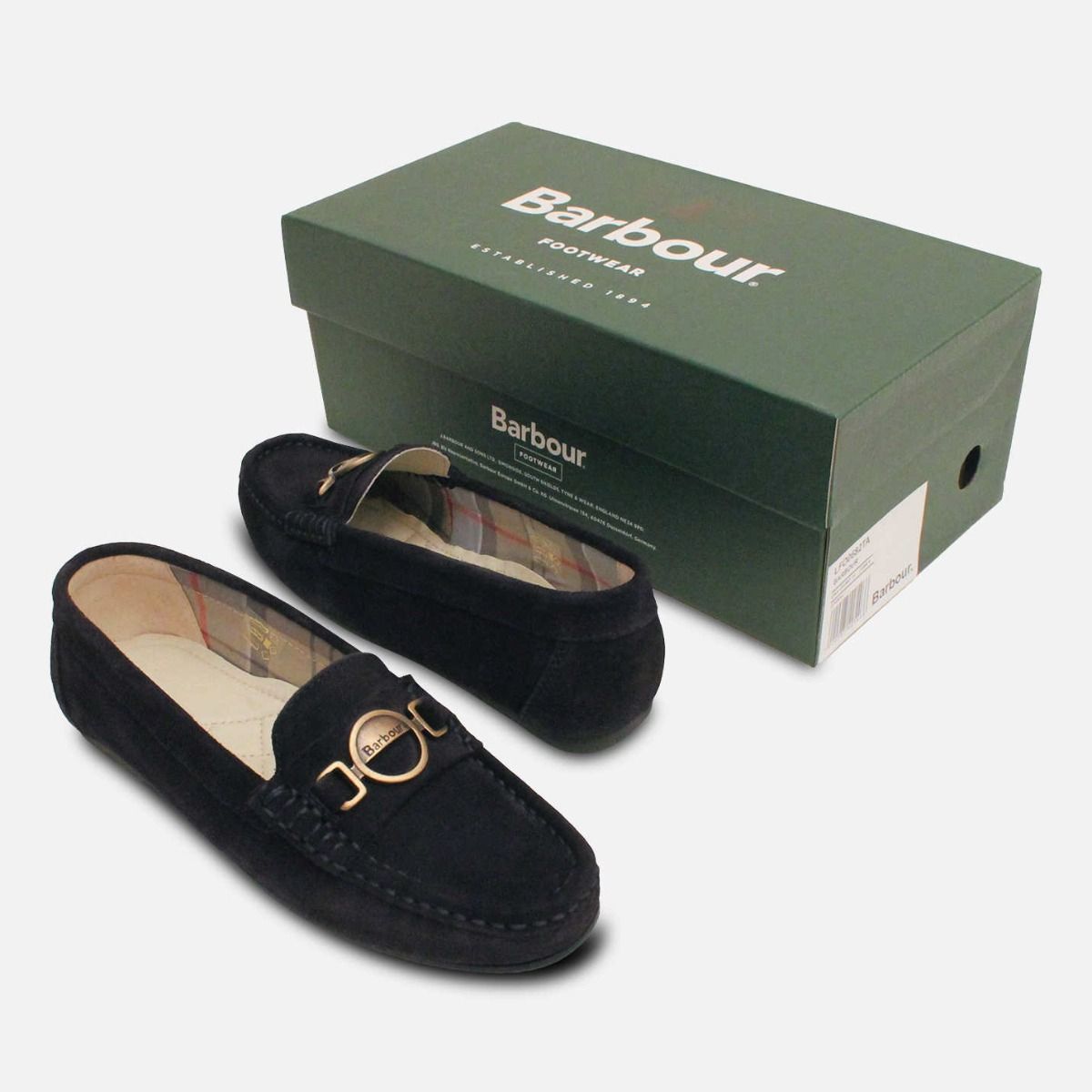 Barbour Navy Blue Suede Designer Ladies Flat Loafers