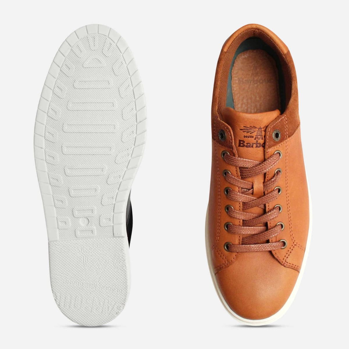Luxury Barbour Ariel 2 Trainers in Tan Leather