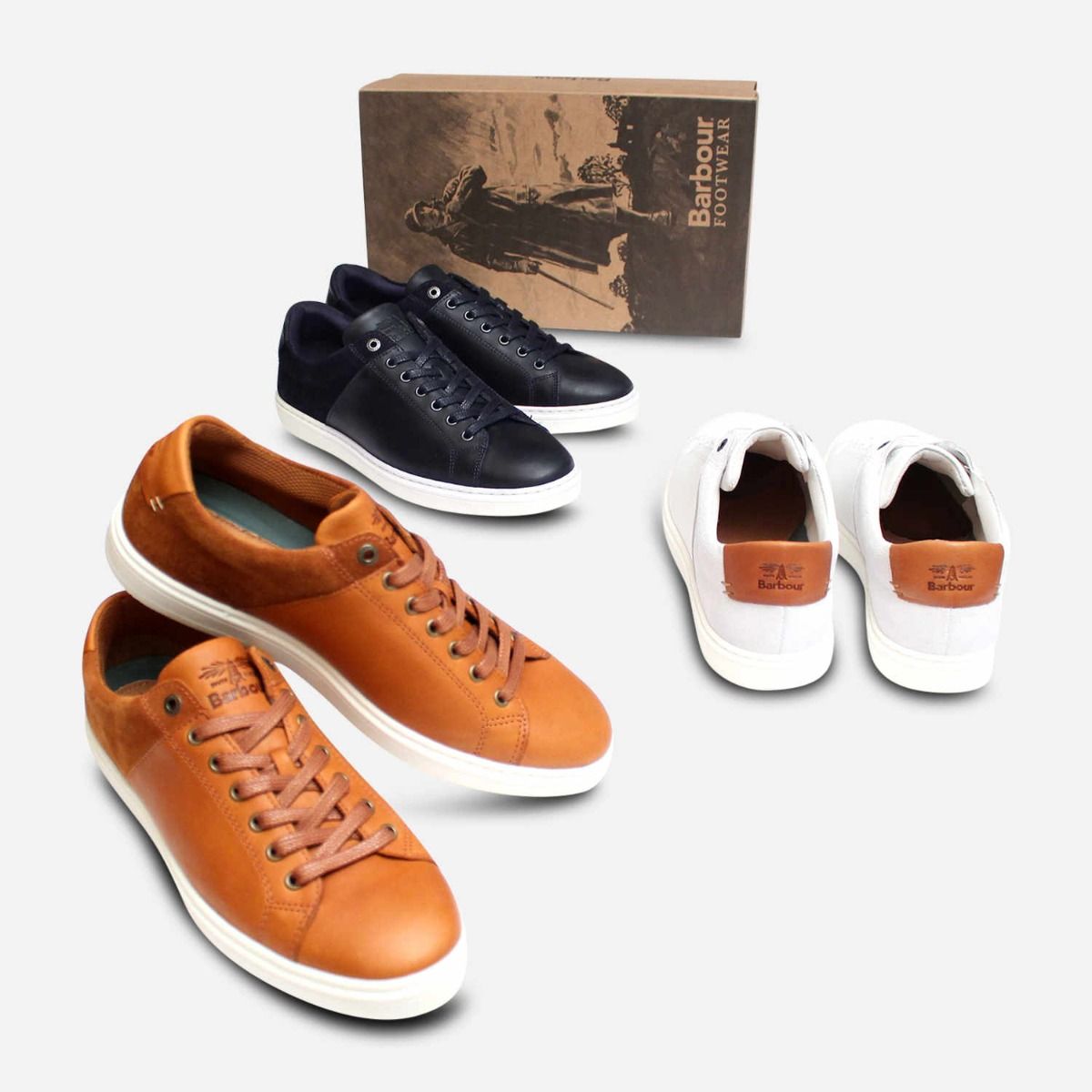 Luxury Barbour Ariel 2 Trainers in Tan Leather