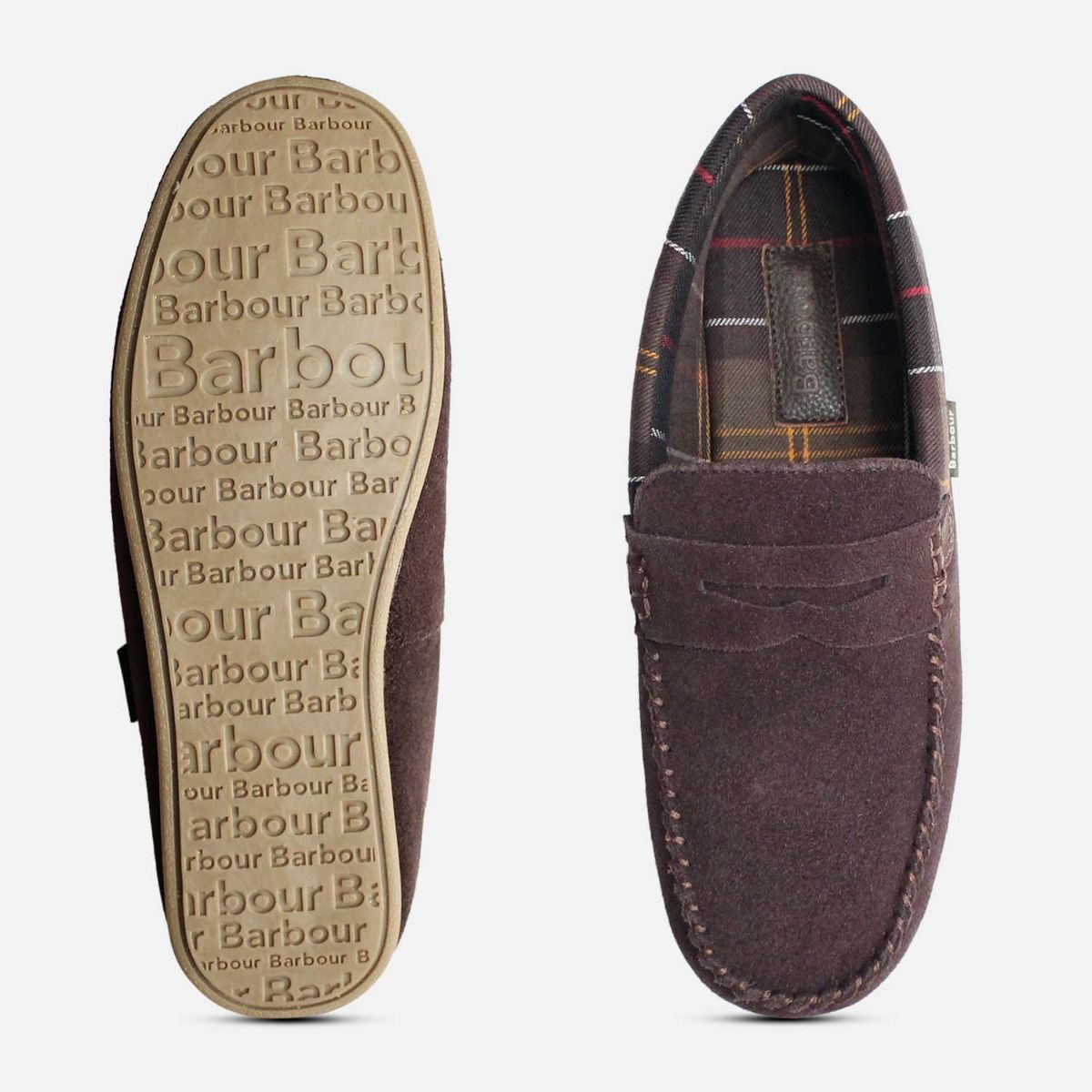 Barbour Mens Indoor Slippers in Ashworth Brown Suede MSL0006BR51