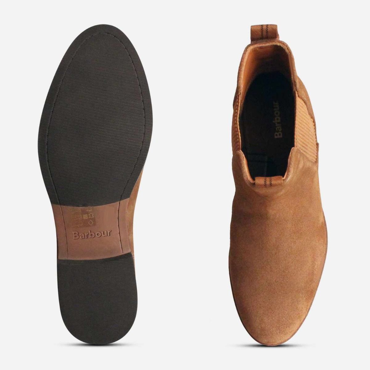 Barbour Badminton II Chelsea Boots in Cognac Suede