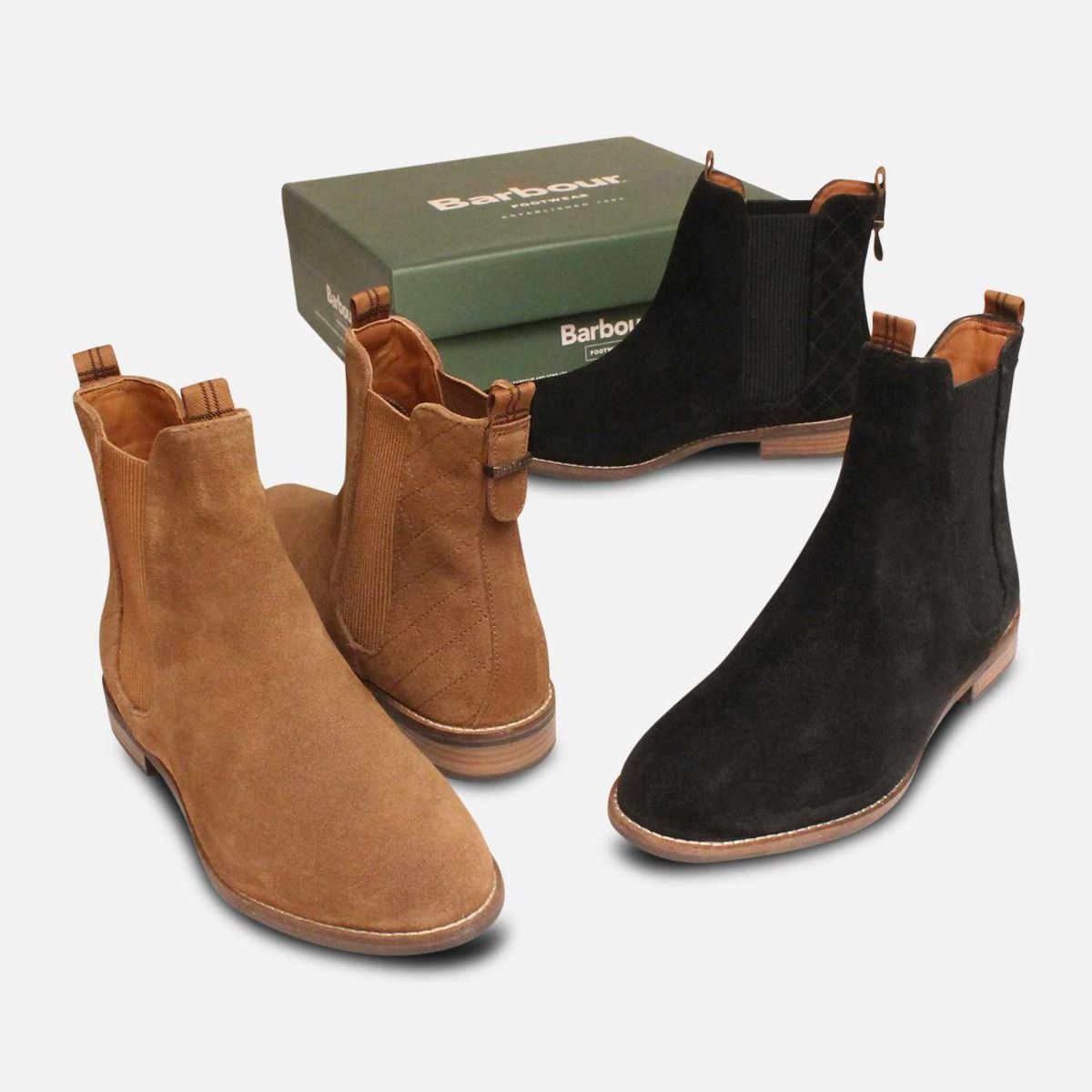 Barbour Badminton II Chelsea Boots in Cognac Suede