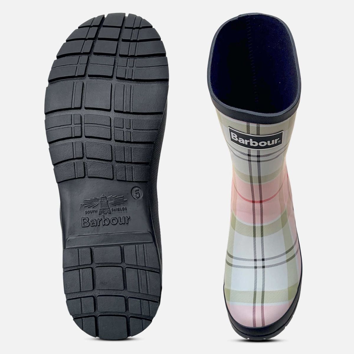 Barbour Ladies Pink Tartan Walking Wellington Boots