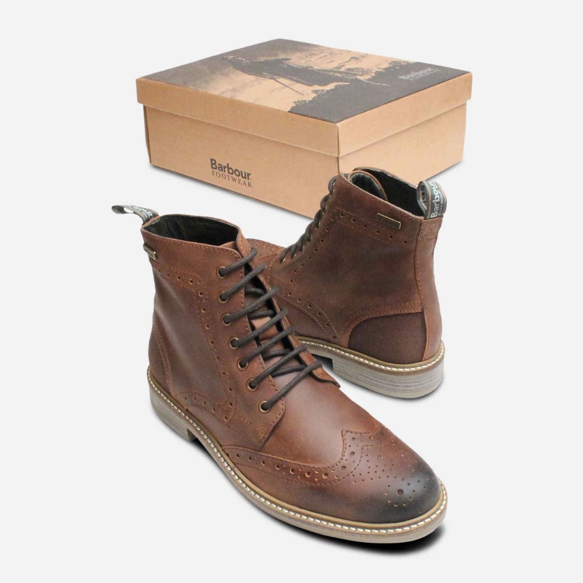 Country Brogues in Waxy Brown by Barbour Belsay
