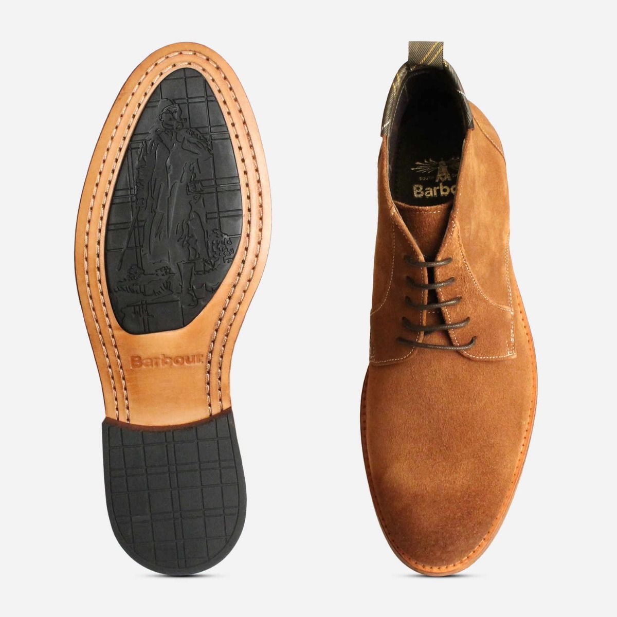 Barbour Designer Light Brown Suede Lace Up Benwell Boots