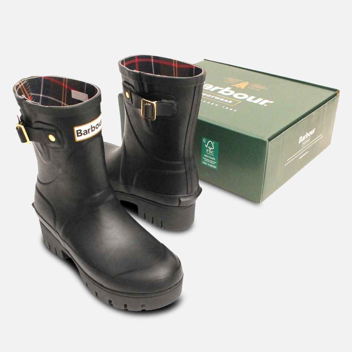Barbour Raelynn II Black Waterproof Gold Buckle Welly Boot