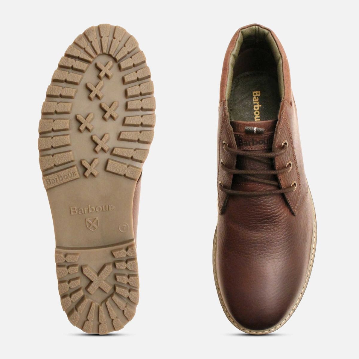 Barbour Designer Brown Leather Lace Up Chukka Boots