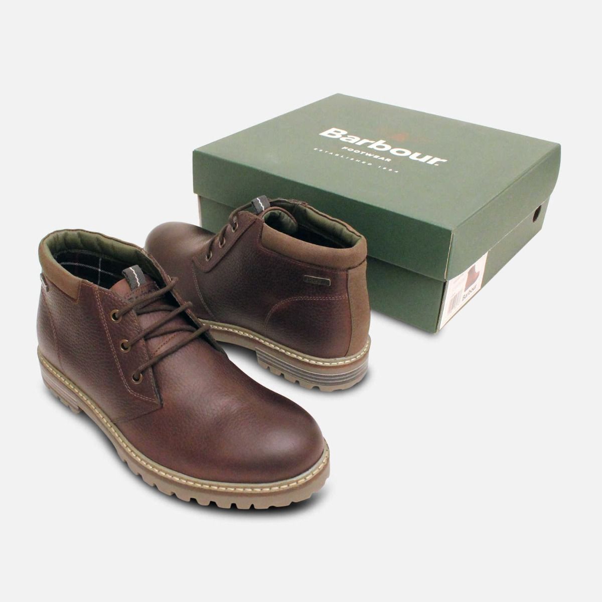 Barbour Designer Brown Leather Lace Up Chukka Boots