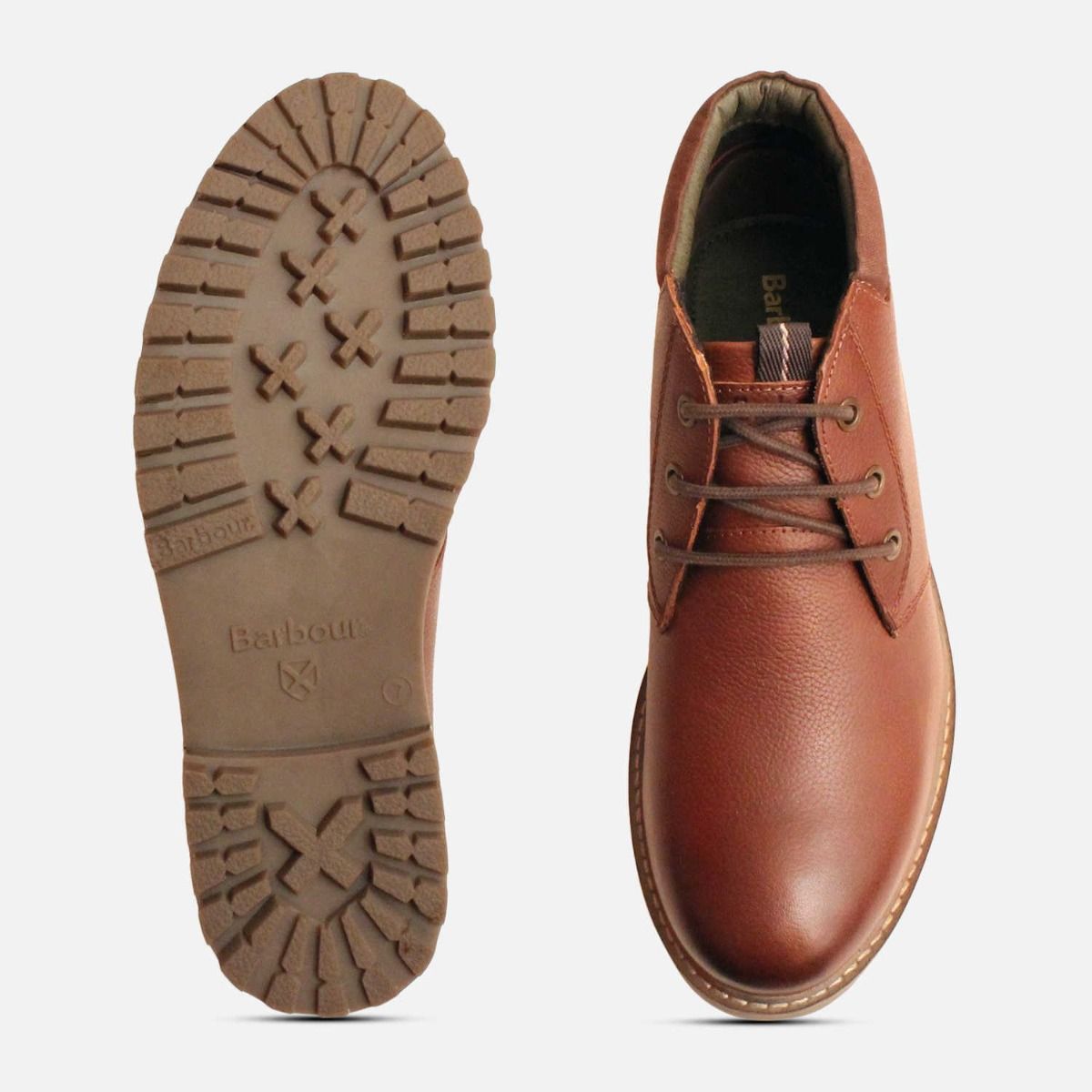 Barbour Designer Brown Leather Mens Lace Up Chukka Boot