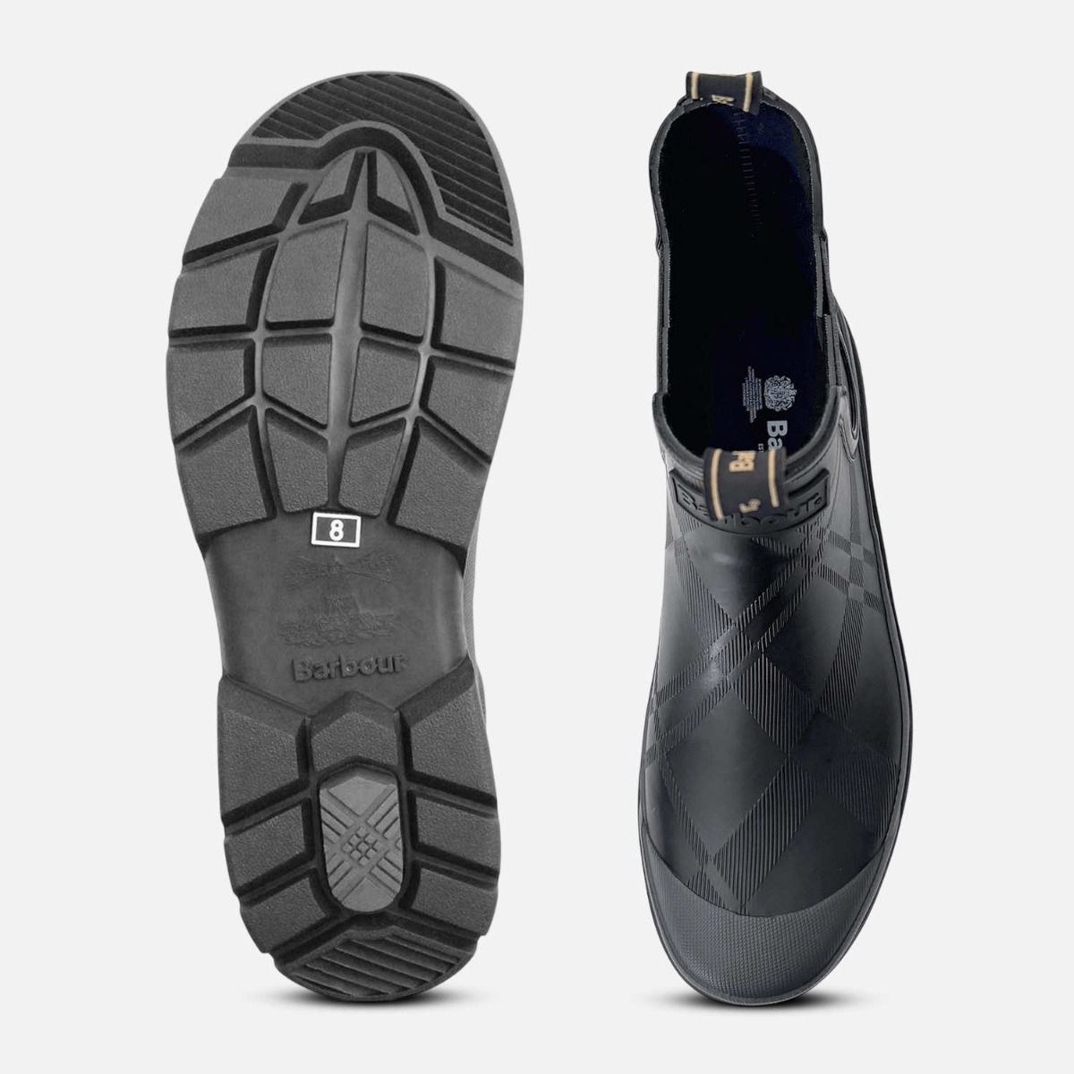 Barbour Designer Waterproof Walking Wellies in Black Tartan