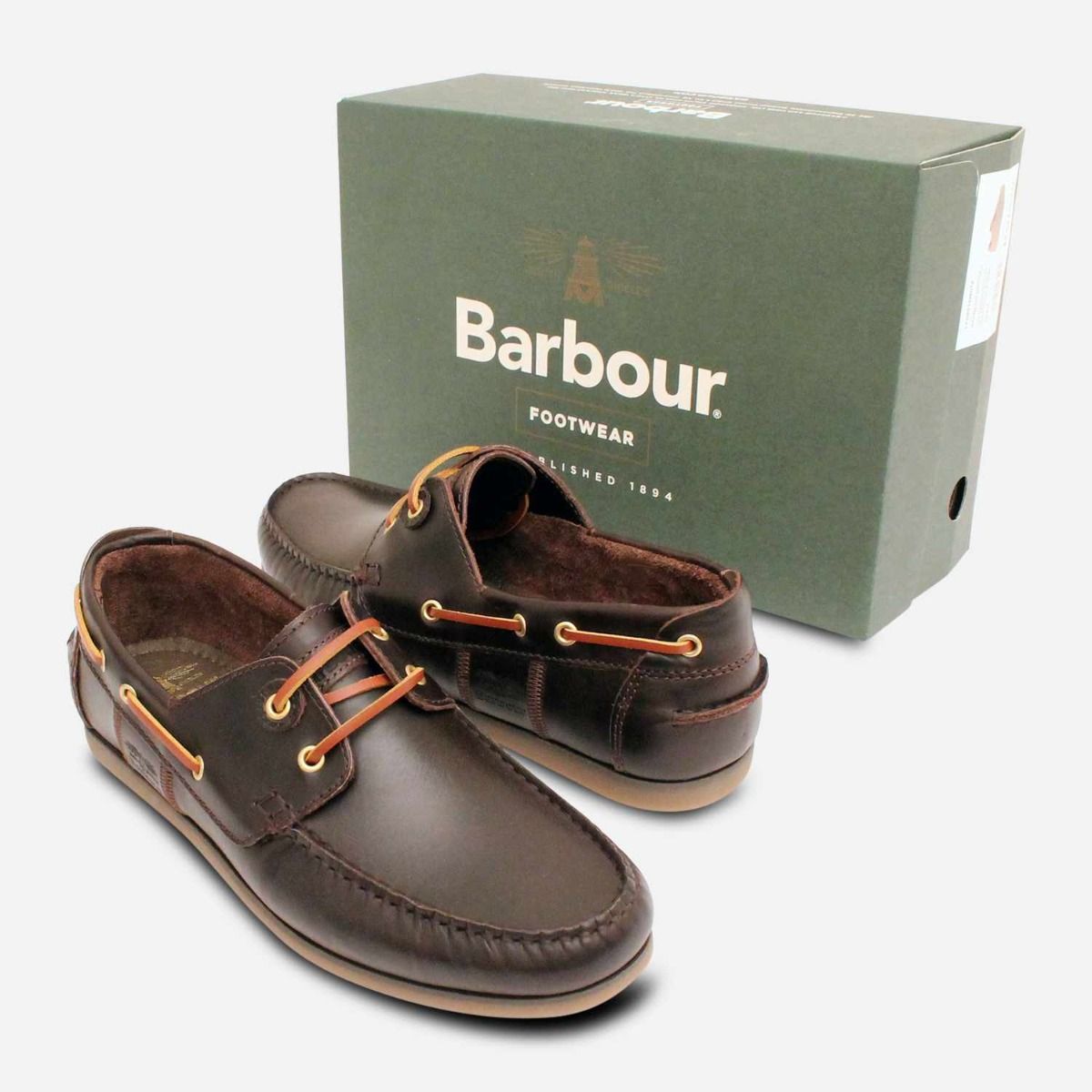 Barbour Dark Brown Leather Mens Capstan Boat Shoes