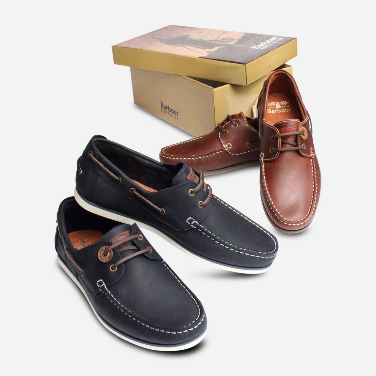 Barbour Capstan Navy Blue & White Boat Shoes