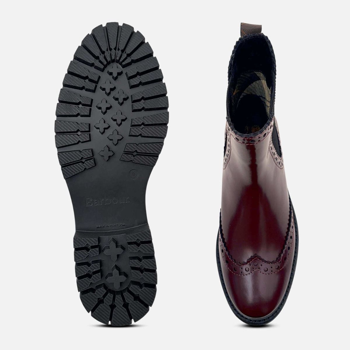 Barbour Burgundy Polished Designer Chelsea Boot Brogues