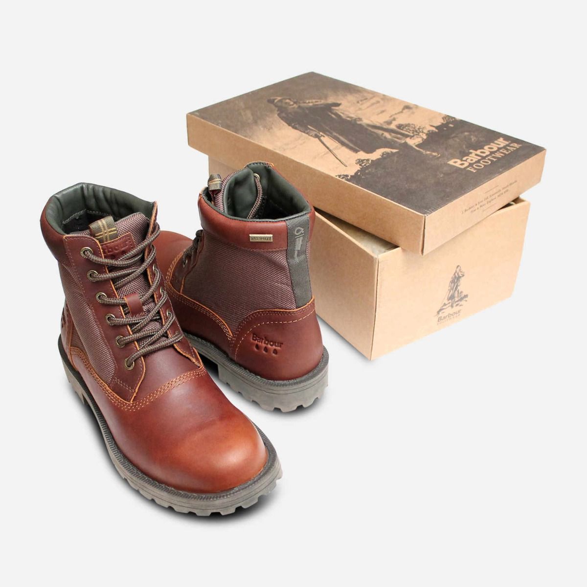 Barbour Weatherproof Cheviot II Boots in Hickory Leather