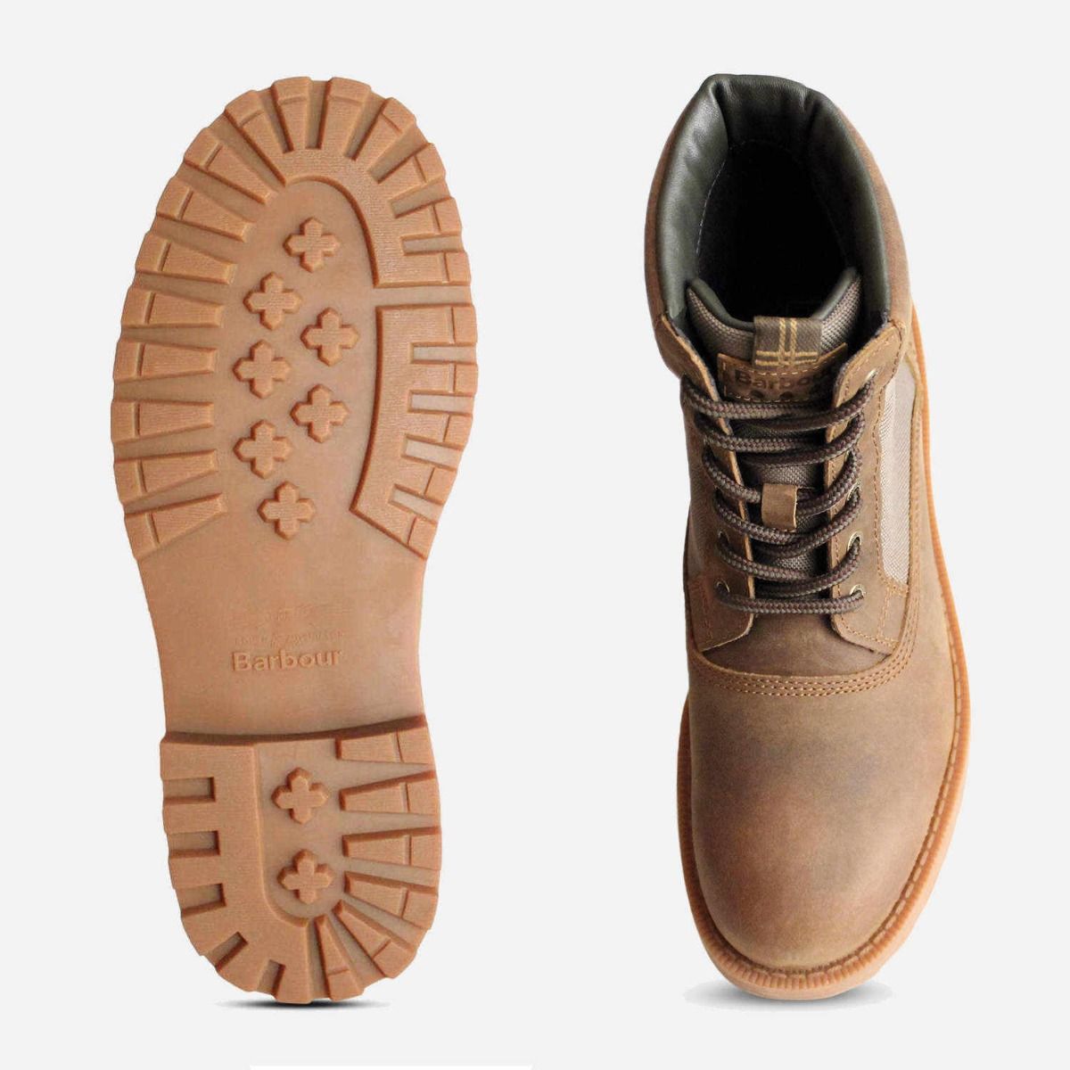 Barbour Waxy Brown & Olive Designer Walking Boots