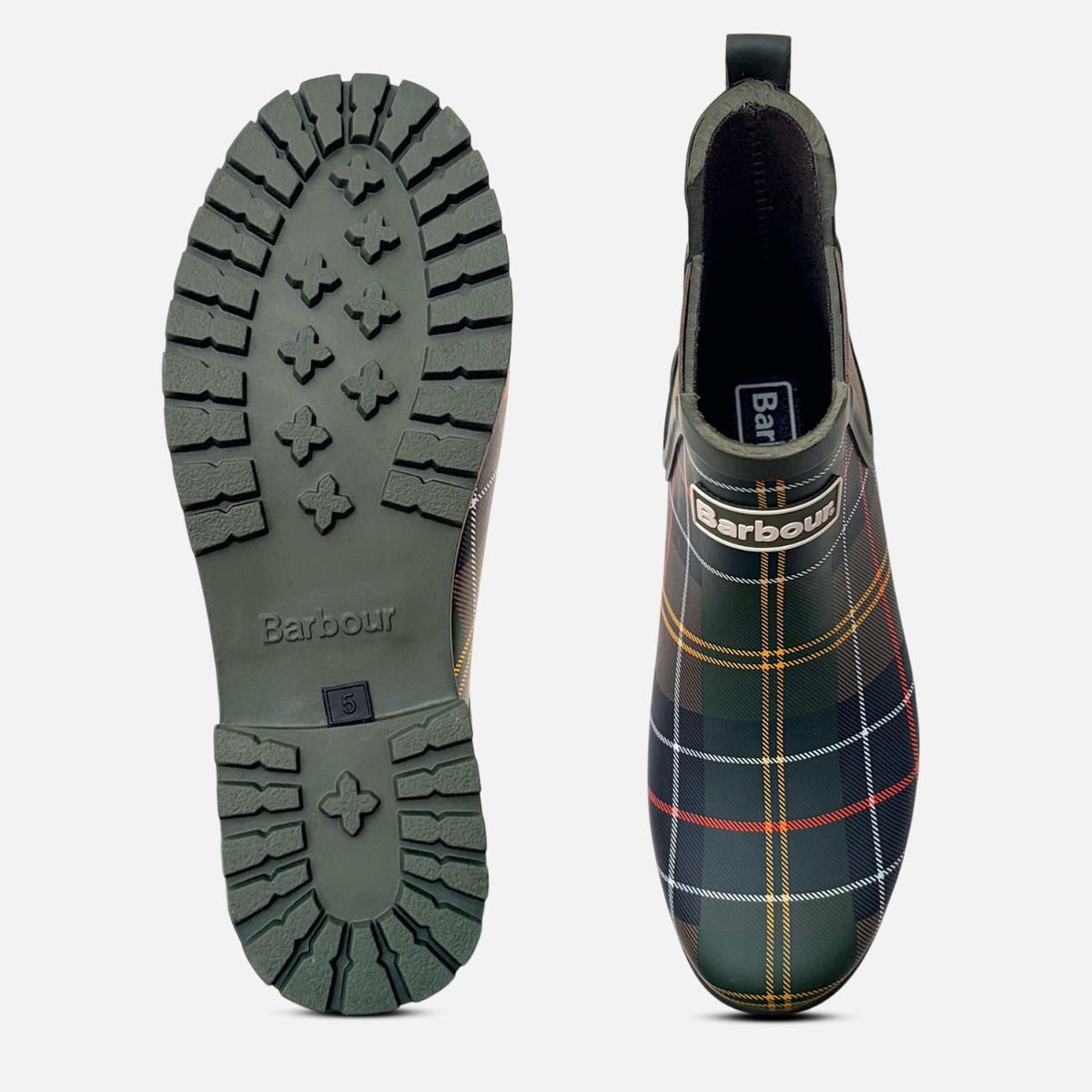 Barbour Wilton II Classic Green Tartan Chelsea Boot Welly