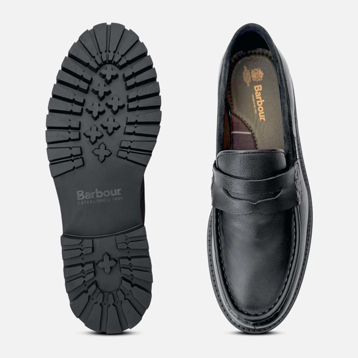 Barbour Black Designer Penny Loafer Rubber Soled Shoes