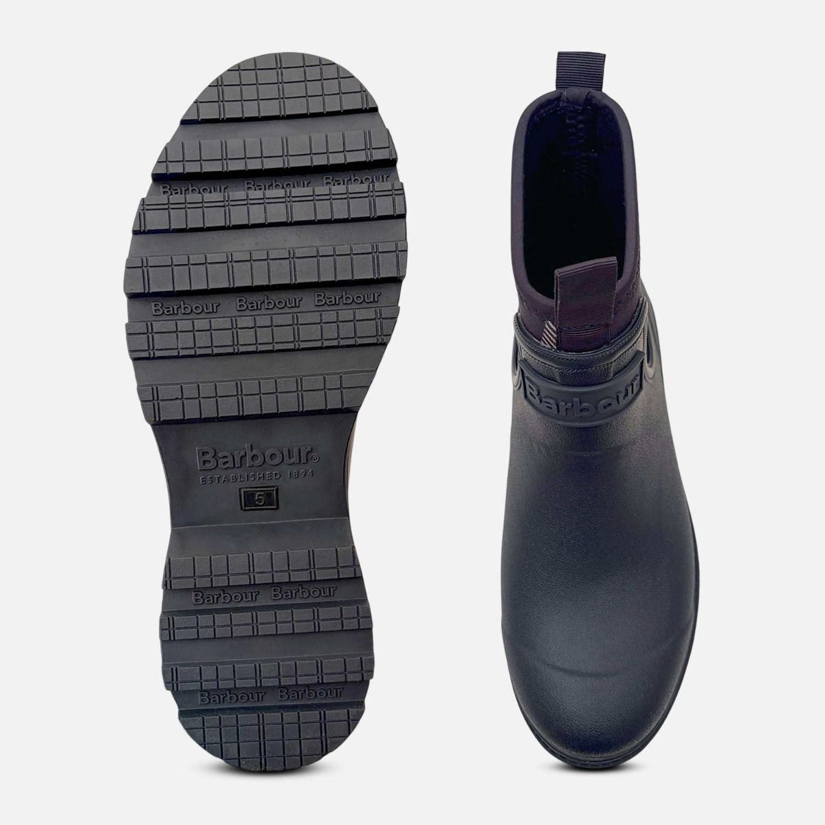 Barbour Dark Navy Tartan Neoprene Designer Chelsea Welly