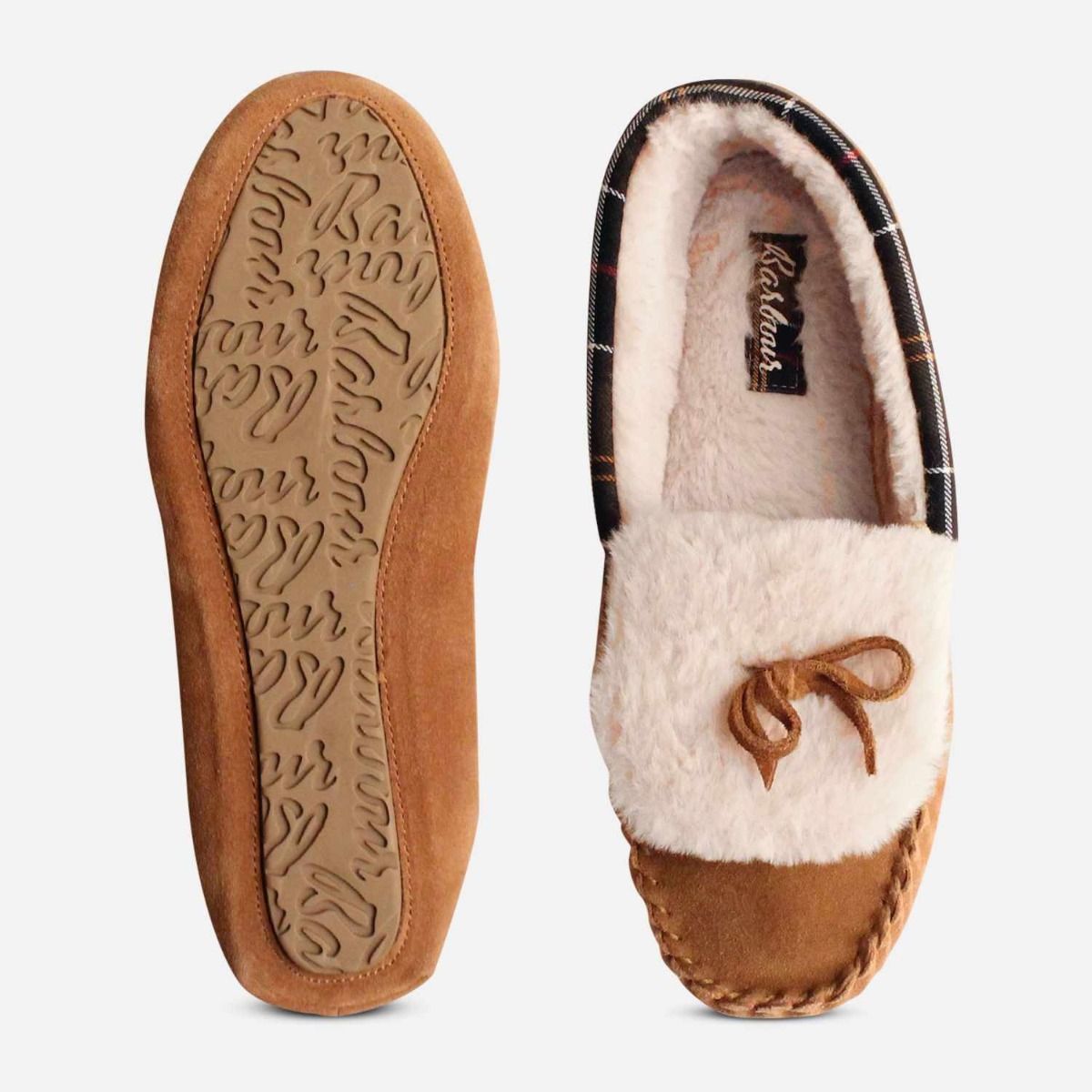 Barbour Womens Designer Darcie Slippers in Tan Suede