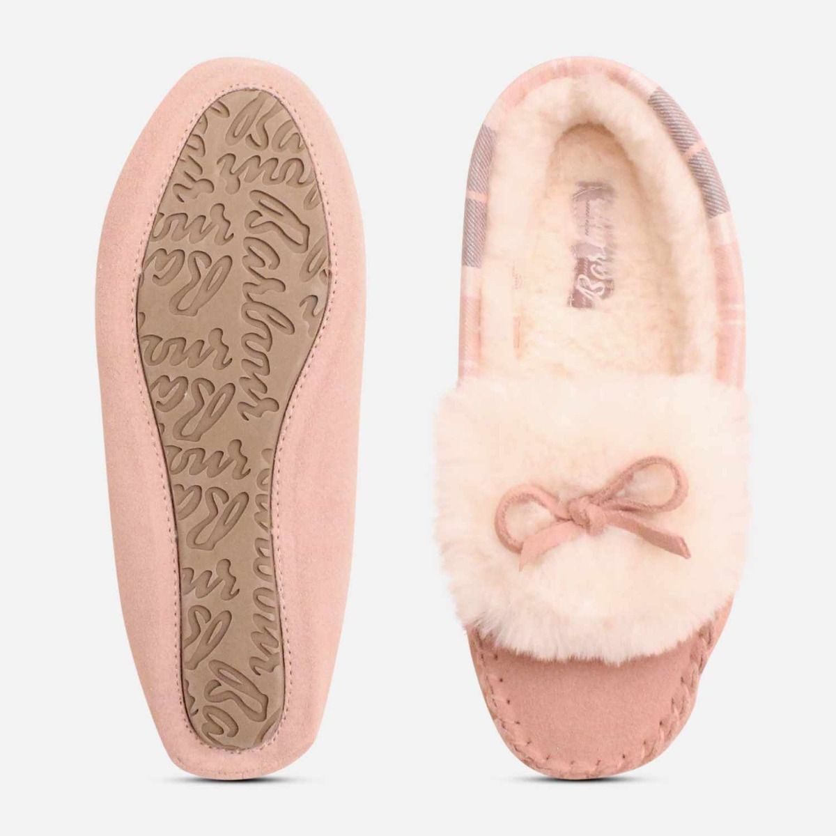 Barbour Warm Lined Pink Slippers with Gift Box