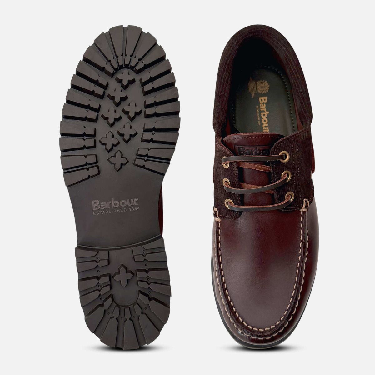 Barbour Dark Brown Waxy Corduroy Designer Boat Shoes