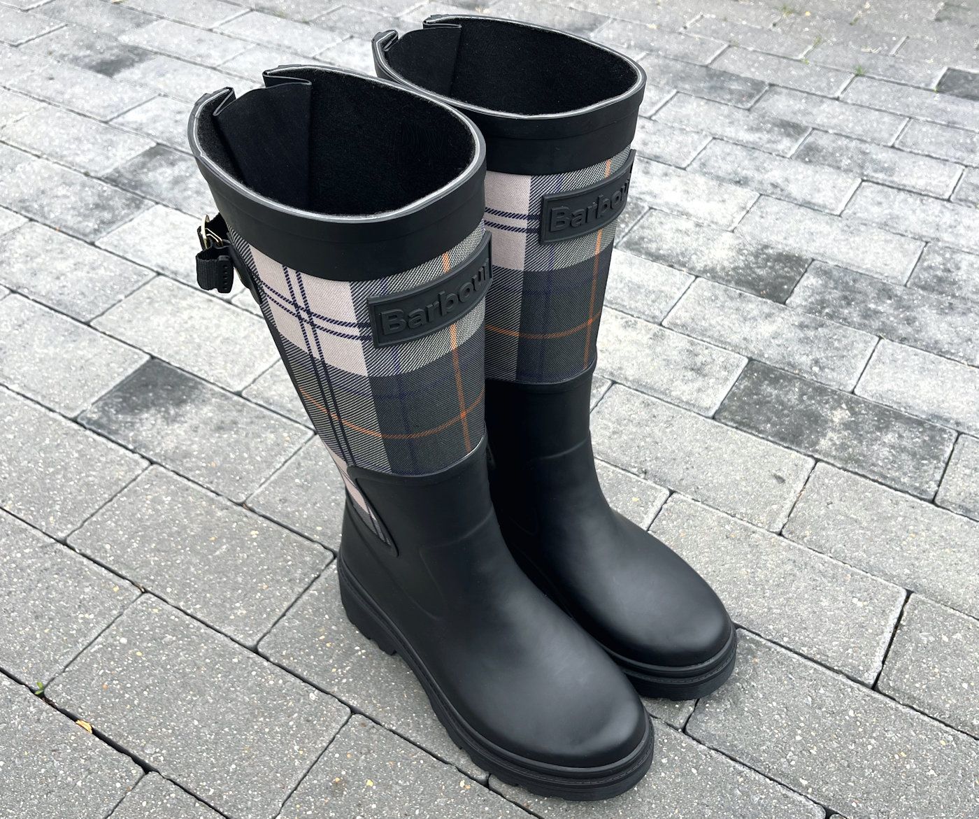 Barbour Full Length Black Platform Dena II Tartan Welly display picture 3