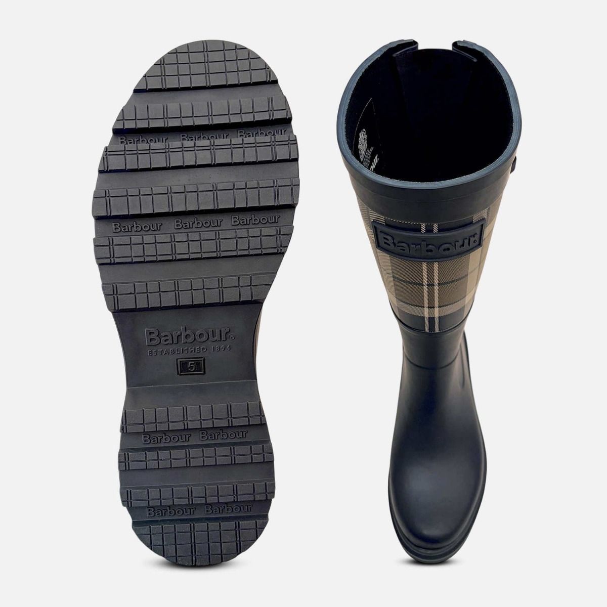 Barbour Dena II Designer Wellies in Dark Navy Blue