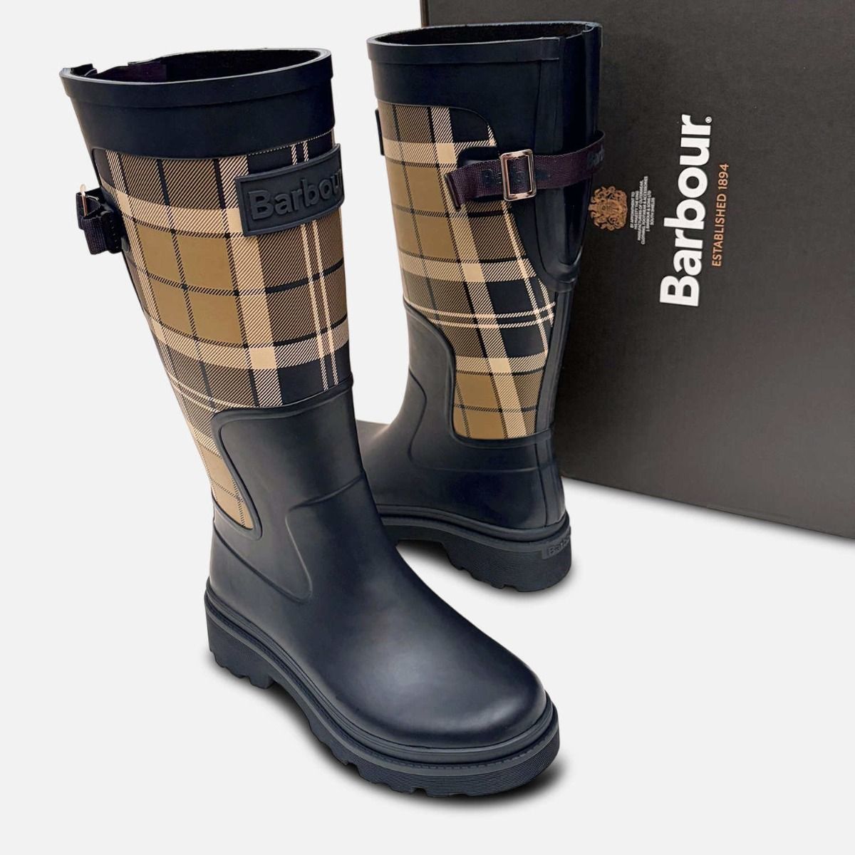 Barbour Dena II Designer Wellies in Dark Navy Blue