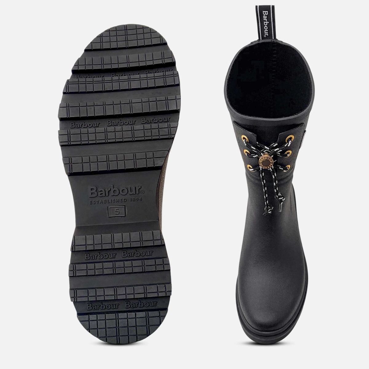 Barbour Black & Gold Waterproof High Heel Walking Boots