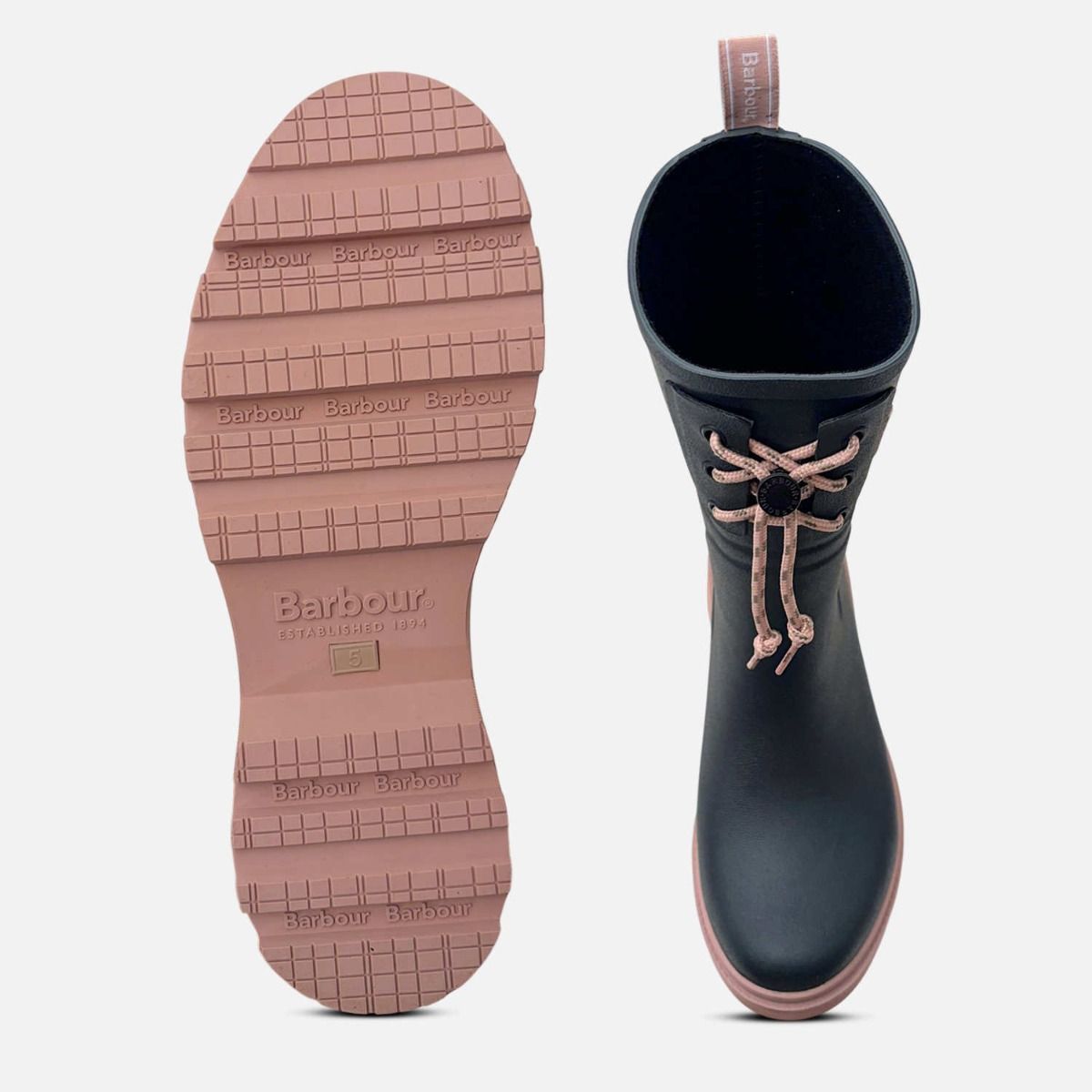 Barbour Dark Navy Blue & Pink Designer Walking Wellies