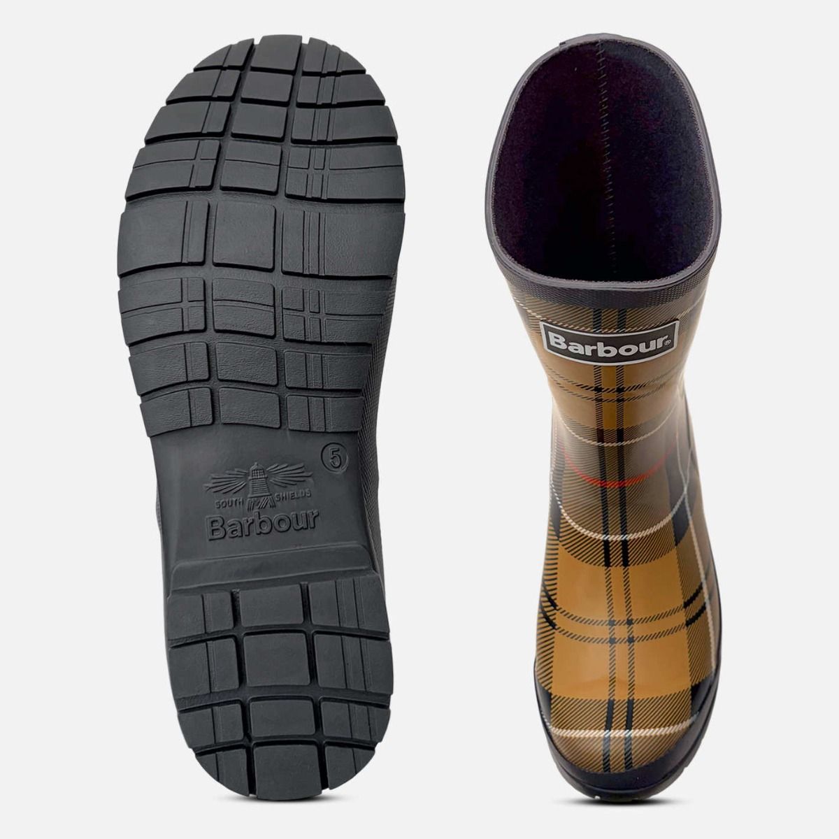 Barbour Ladies Beige Tartan Waterproof Walking Wellies