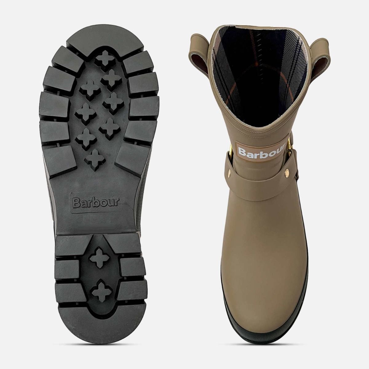 Barbour Putty Rubber Womens Harness Platform Welly Boot