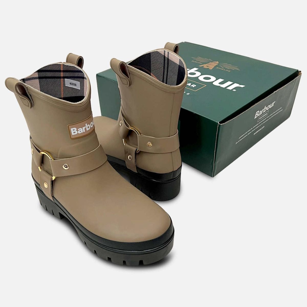 Barbour Putty Rubber Womens Harness Platform Welly Boot