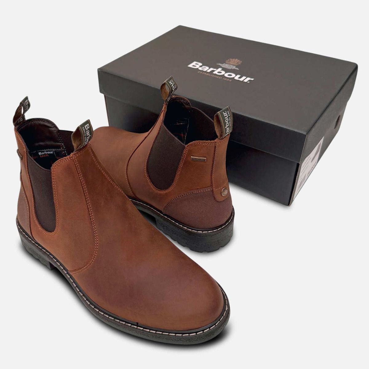 Barbour Mid Brown Waterproof Mens Chelsea Boots