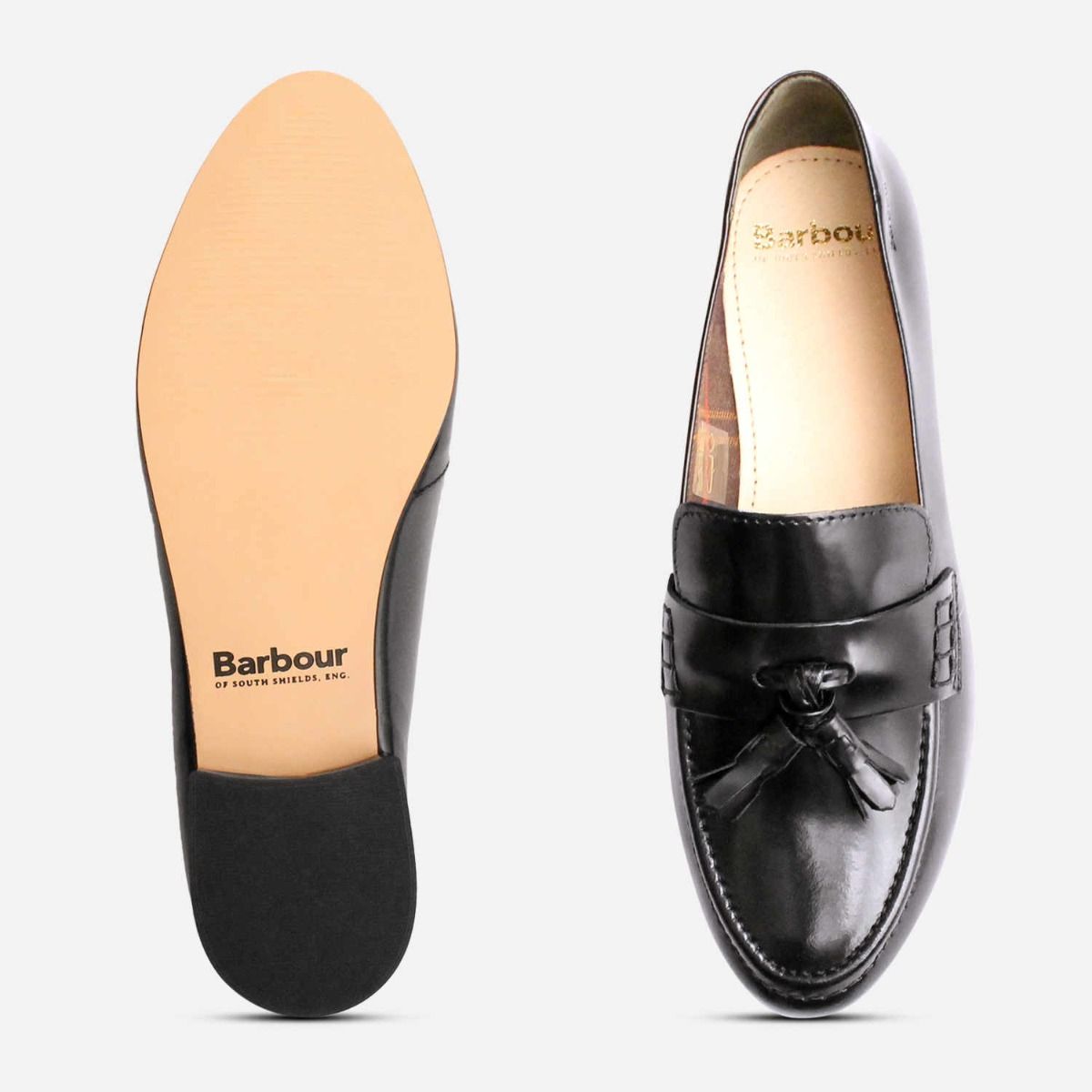 Formal Barbour Black Leather Tassel Loafer Slip On Shoes