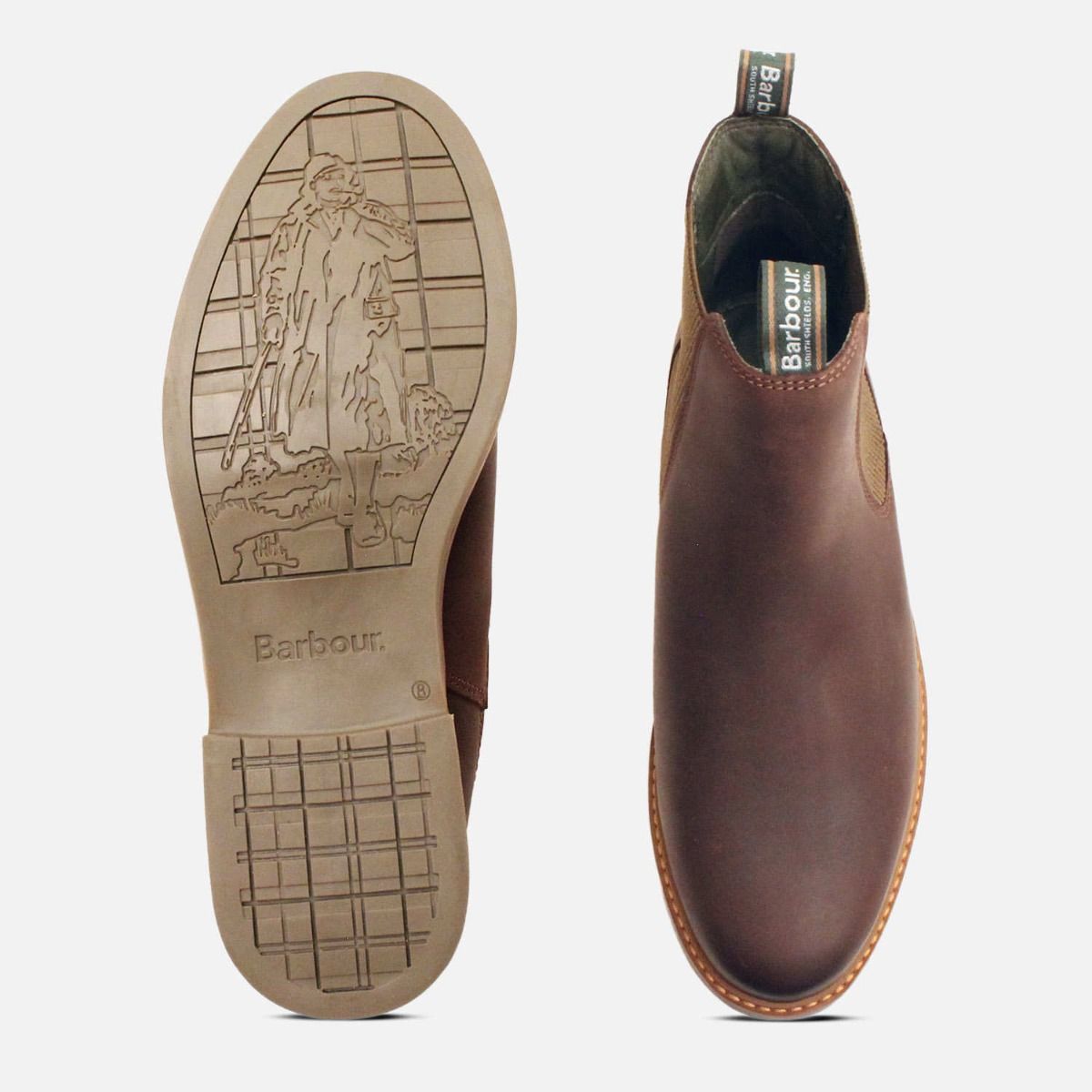 Barbour Dark Brown Farsley Mens Slip On Chelsea Boots
