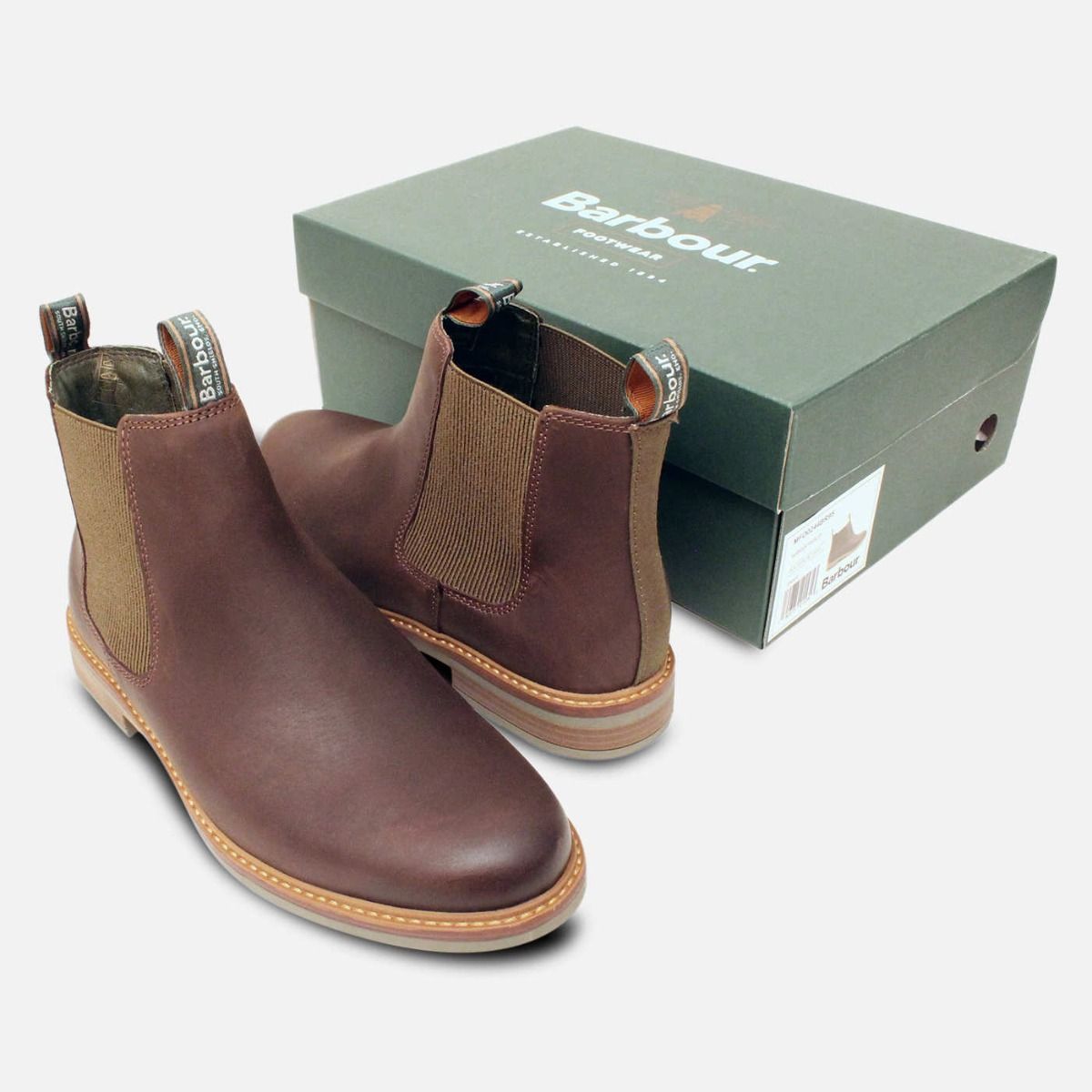 Barbour Dark Brown Farsley Mens Slip On Chelsea Boots