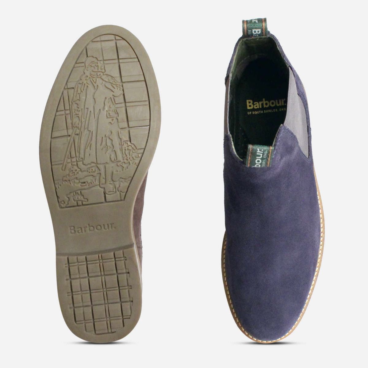 Ink Blue Suede Barbour Farsley Chelsea Boots for Men
