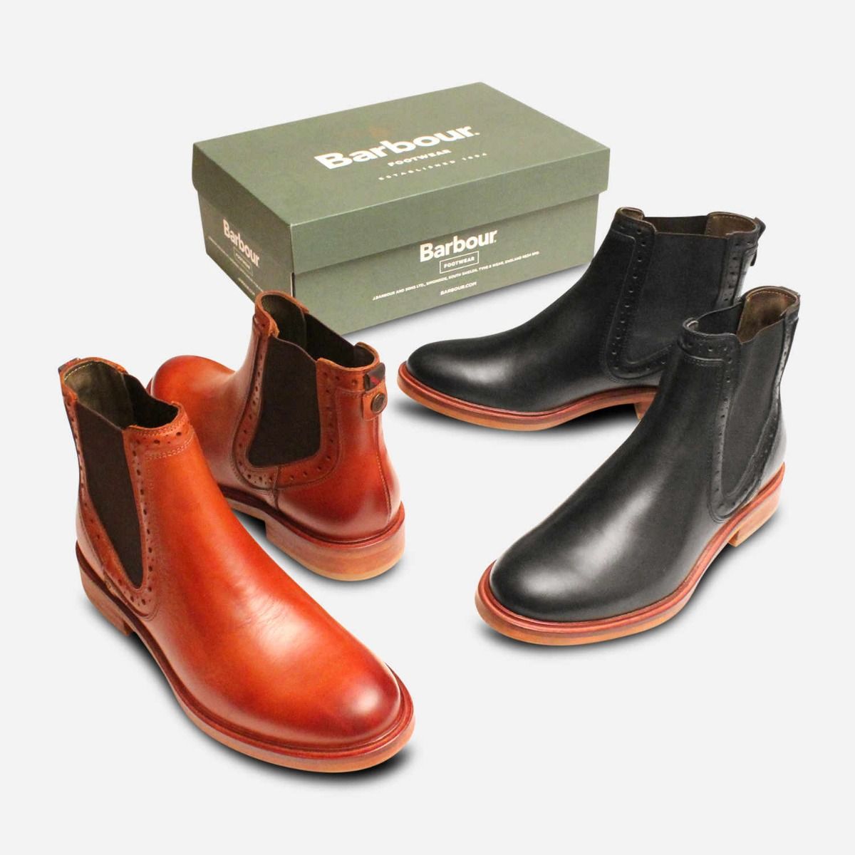 Barbour Classic Ankle Chelsea Boots in Black Leather