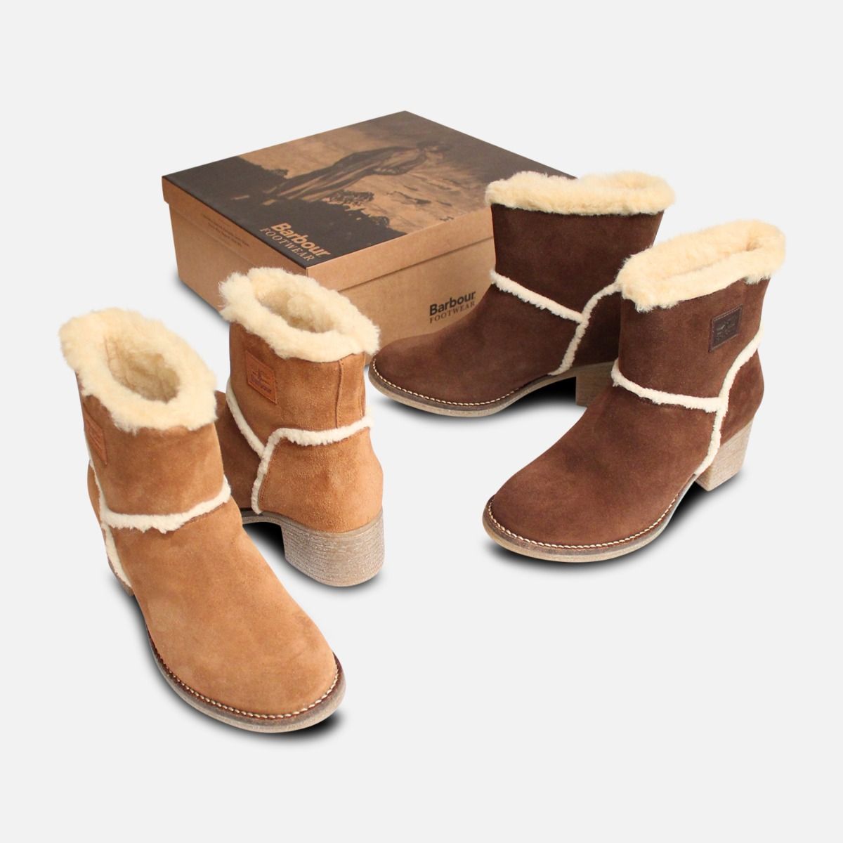 Barbour Light Brown Suede Frankie II Boots with Heel