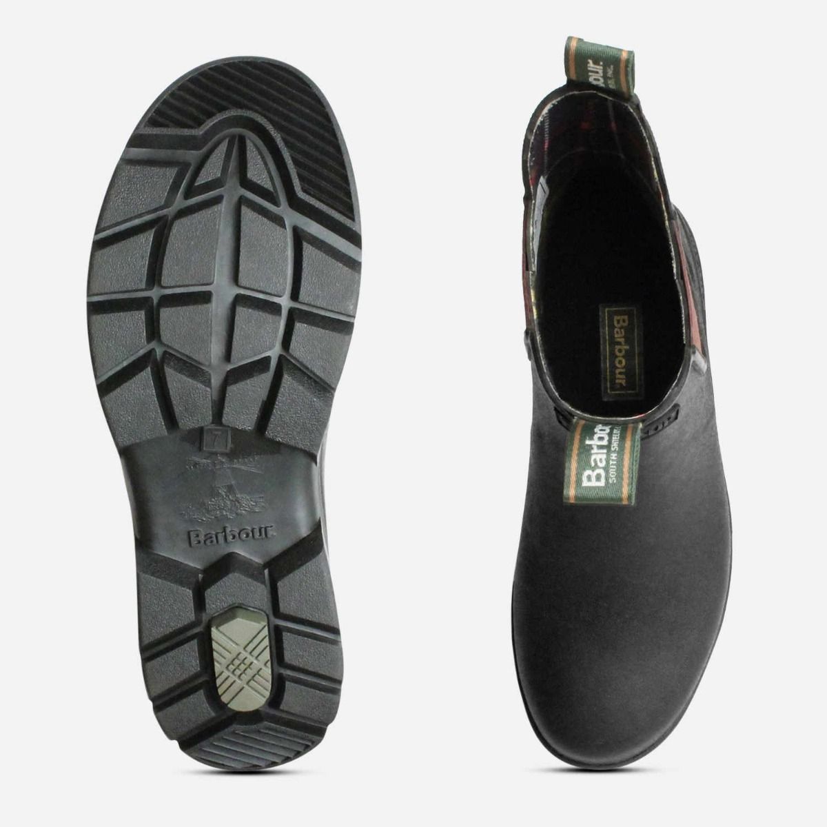 Barbour Mens Black Rubber Fury Wellington Chelsea Boots