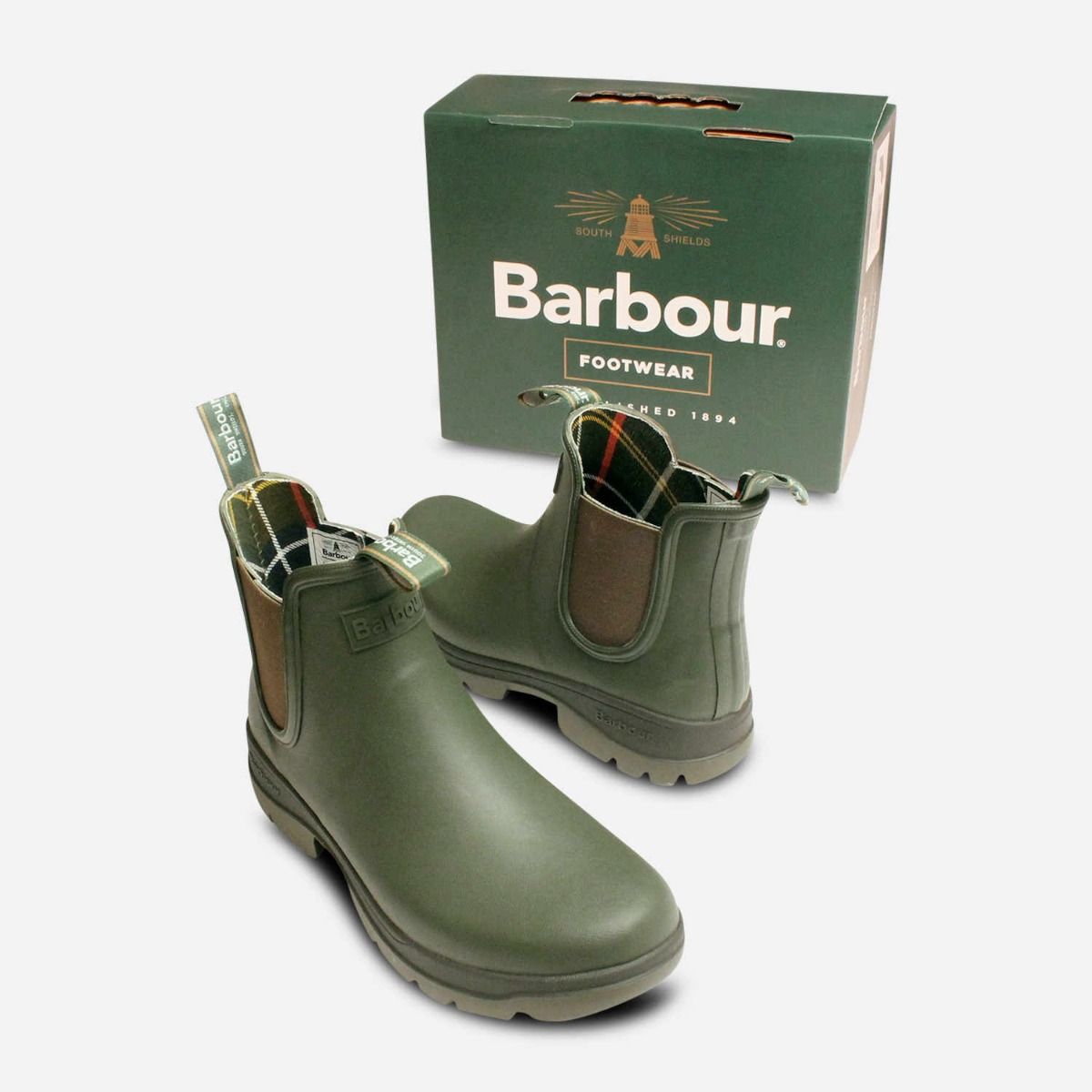 Barbour Fury Olive Green Chelsea Wellington Boots