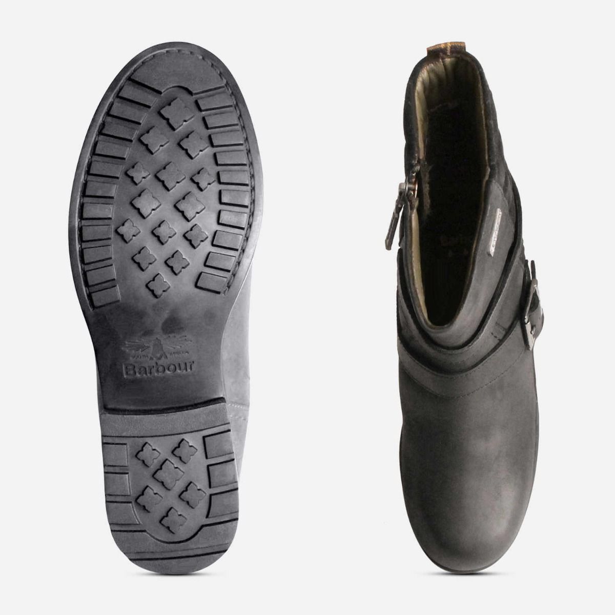 Barbour Womens Waxy Black Garda Heeled Walking Boots