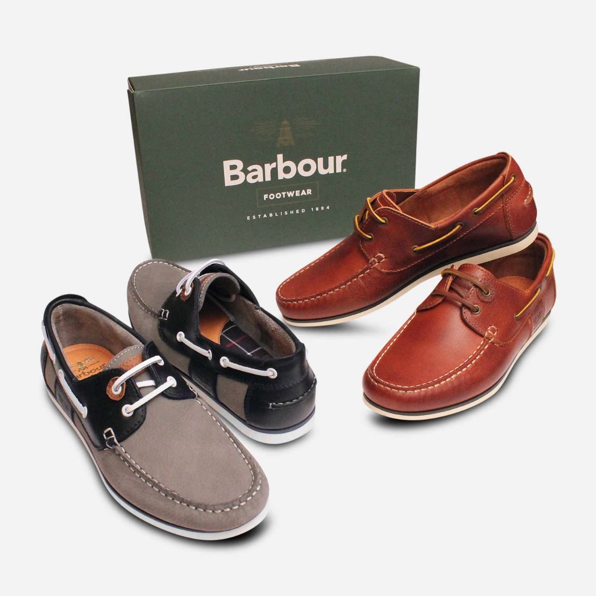 Barbour Grey & Navy Premium Capstan Boat Shoes