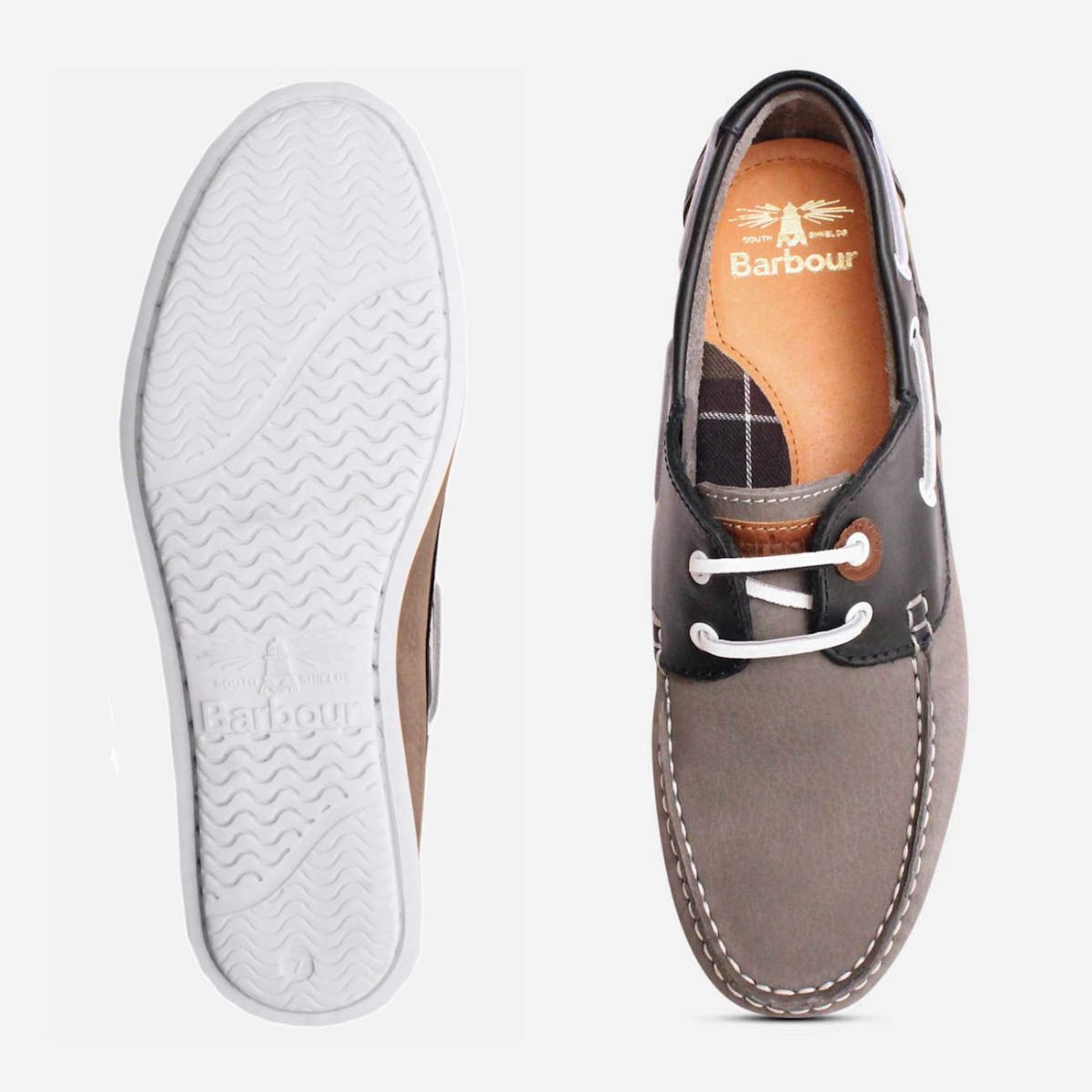 Barbour Grey & Navy Premium Capstan Boat Shoes